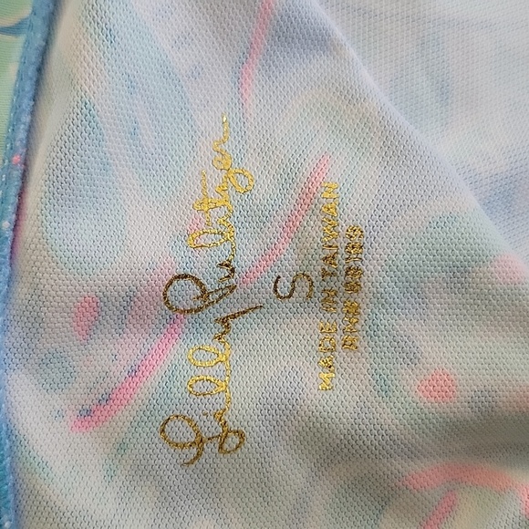 Lilly Pulitzer Colorful Blouse Blue and Pink Split Neck Top Long Sleeve Small - Picture 7 of 9
